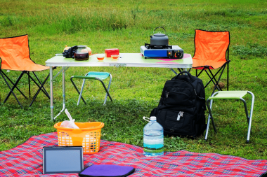 temporary outdoor camp for walkers